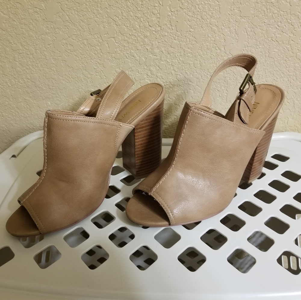 Tan leather mules